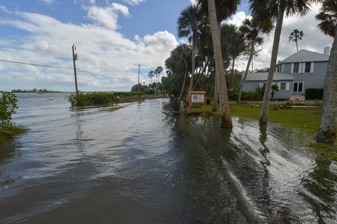 St. Lucie Village became flooded by high tides and storm surge from Hurricane Nicole Wednesday night, Nov. 9, 2022, and Thursday morning, Nov. 10, submerging the roads and yards of the historic neighborhood north of Fort Pierce, in St. Lucie County.