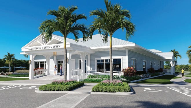 A rendering shows the entrance of the Hobe Sound Tennis Center, which was approved unanimously by the Martin County Commission on Nov. 15, 2022. It is to have 12 tennis courts, a swimming pool and other amenities.