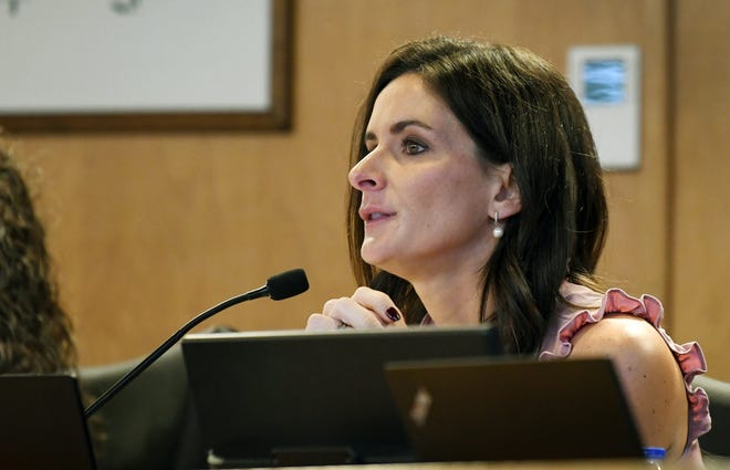 School board member Jennifer Jenkins. Superintendent Mark Mullins and the Brevard County school district held a Monday morning meeting regarding a mutual separation agreement, finalizing his departure from BPS. The meeting included public comments, and statements by school board members.