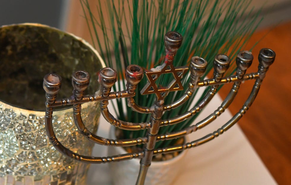 A menorah that belonged to the grandmother of Yael Respes Farr, at her home in West Melbourne.