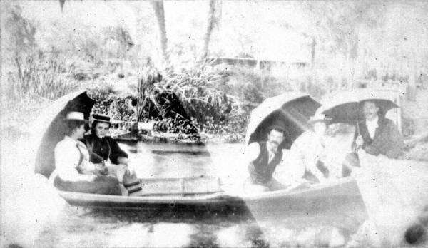 The abolitionists' marketing ploy of Florida as the land of an "endless summer" attracted people from the northeast, like these boaters at De Leon Springs in Volusia County 1870