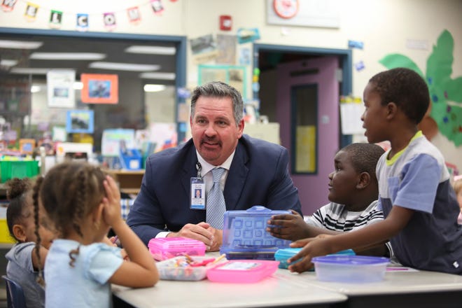 St. Lucie County School District Superintendent Jon Prince visits Manatee Academy on Tuesday, Sept. 6, 2022, in Port St. Lucie.