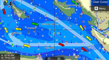 The C-Map app is a nautical map that includes water depths.