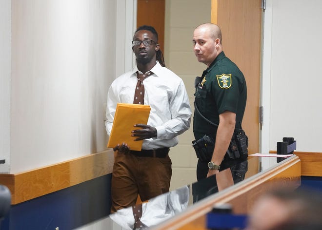 Donald "Hondo" Williams III, 30, enters Circuit Judge Sherwood Bauer's courtroom, Tuesday, Dec. 6, 2022, at the Martin County Courthouse in Stuart. Williams III is accused of fatally shooting his estranged girlfriend, Maribel Morales-Rosado, at her home in Indiantown on Tuesday, Aug. 11, 2020, as her six children watched. Williams III is charged with first-degree murder, two counts of aggravated assault with a deadly weapon, one count of burglary to a dwelling with an assault or battery while armed, discharge of a firearm causing death, and one count of possession of a firearm by a prohibited person.