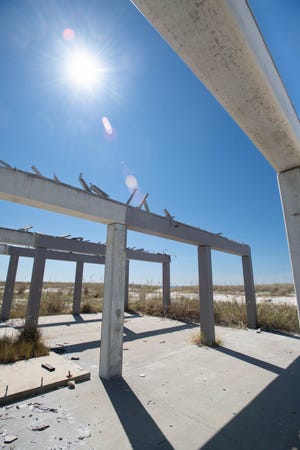 While many houses have already been rebuilt, other property destroyed by the 2018 Hurricane Michael remain vacant in Mexico Beach, Florida on Monday, Oct. 10, 2022.