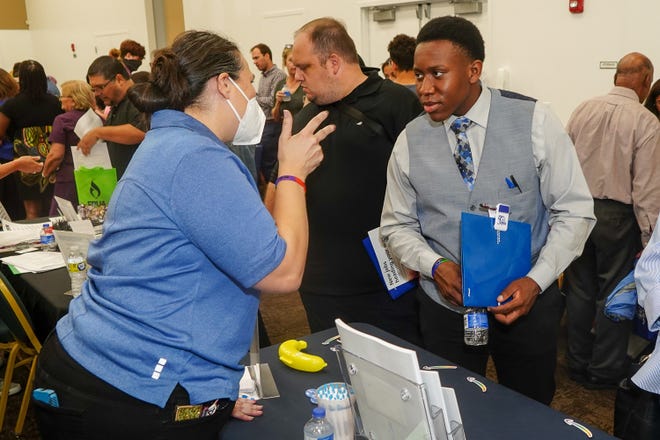 Odense King dressed for success to meet potential employers at the Port St. Lucie Community Job Fair Wednesday, June 29, 2022, at the Port St. Lucie Community Center. Nearly 500 job seekers filled the venue while navigating through over 50 employers looking to fill positions on their staff.