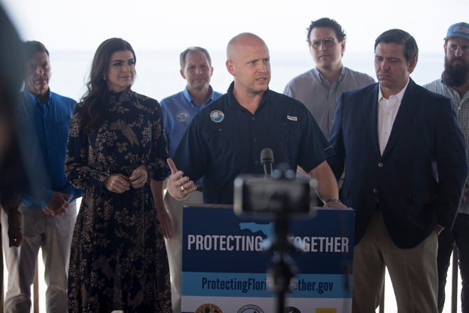 Department of Environmental Protection Secretary Noah Valenstein talks about the state's new website for water quality, protectingfloridatogether.gov, during a press conference at Lovers Key State Park on Tuesday, Nov. 5, 2019.