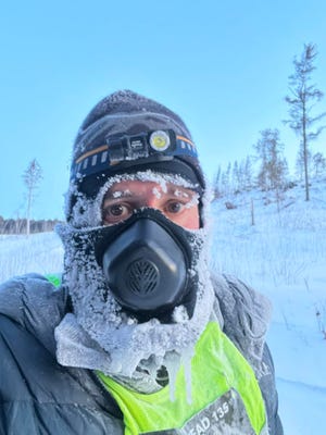 West Boca Raton's Joe Falcone takes a snow-covered selfie while competing in an endurance race in Minnesota.