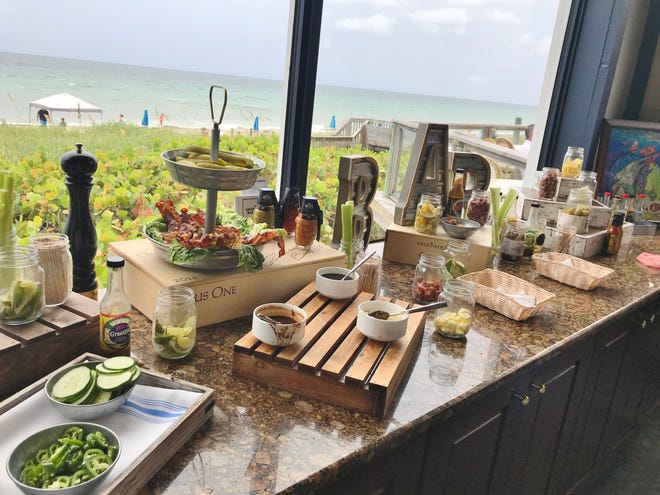 Kyle G's Bloody Mary Bar was stocked with regular or infused vodkas, spicy or less spicy mixes, horseradish, olives, bacon, chunks of pepperoni or cheese, pickles, and a variety of traditional and non-traditional condiments.