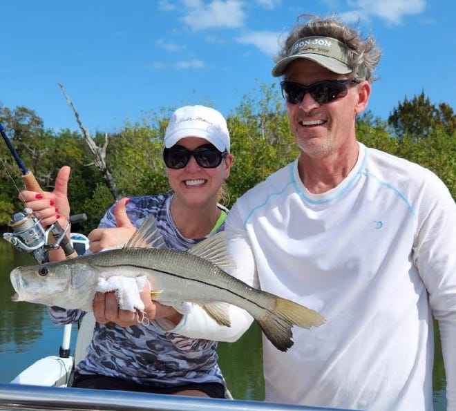 Geno Giza led his daughter Michelle, and her husband Frank, to a decent snook hole in the Indian River this past week.