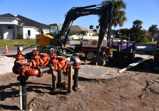 A septic-to-sewer project is ongoing on Topsail Drive in Suntree, just east of US 1.