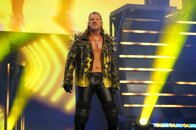 Chris Jericho comes out for his match against Eddie Kingston during AEW Revolution on Sunday, March 6, 2022, at Addition Financial Arena on the campus of UCF in Orlando.