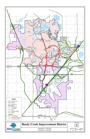 The Reedy Creek Improvement District's boundaries.