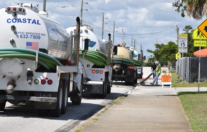 Workers repairing a force-main break in 2018 on North Riverside Drive had to stop the sewage flow to the area so they could make the repair. A nearby lift station received higher than normal sewage flow during that time, so Brevard County had septic trucks pump out the manholes and lift station along Sea Park Boulevard.