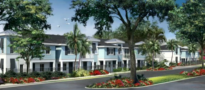 A rendering shows a proposed townhome community on Southeast Central Parkway in Stuart that received approval from the city's Local Planning Agency on June 9, 2022.