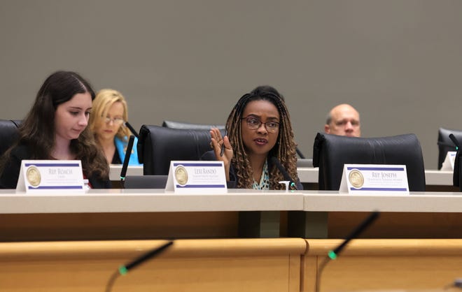 Rep. Dotie Joseph, D-North Miami, asks a question at a Constitutional Rights, Rule of Law & Government Operations Subcommittee meeting on Tuesday, Feb. 7, 2023.