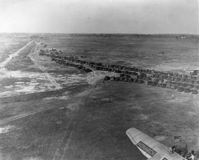 1931 - A view from an airplane looking down at the Vero Beach Silvertown airport.