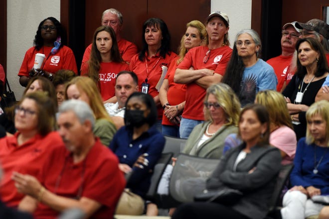 Community members filled the chambers of the Indian River County School Board on Monday, Feb. 28, 2022, to voice their option of the removal of certain books from all school libraries. The media specialists are recommending five of the challenged books be removed from all school libraries because they are not K-12 appropriate.