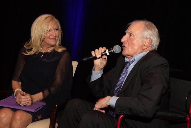 Dolphins Hall of Fame linebacker Nick Buoniconti, with wife Lynn, accepts the Impact Award from the Concussion Legacy Foundation in Boston in October 2018. Buoniconti pledged his brain to research and launched a fund for research on traumatic brain injury. Buoniconti died July 30, 2019.
