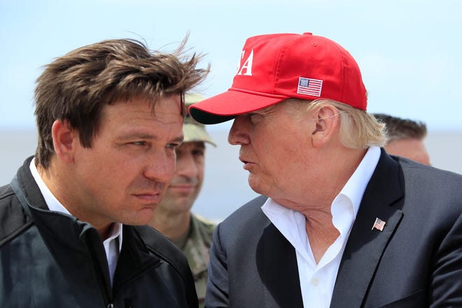President Donald Trump and Florida Gov. Ron DeSantis in Canal Point, Fla., on March 29, 2019.