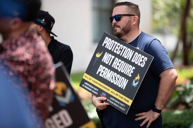 A few more than 50 people attended a rally organized by Rep. Anthony Sabatini and Gun Owners of America in support of making Florida a constitutional carry state at the Florida Capitol Monday, August 23, 2021.