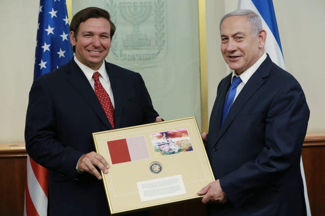 Gov. Ron DeSantis and then-Israel Prime Minister Benjamin Netanyahu during a 2019 meeting.