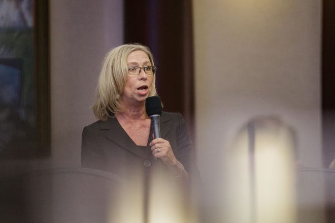 Rep. Kelly Skidmore, D-Boca Raton, speaks on the House floor during the discussion of a bill Thursday, March 10, 2022.