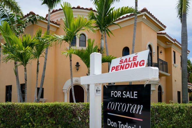 Sale pending at a home for sale in West  Palm Beach, Florida on June 30, 2022.