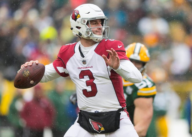 Dec 2, 2018; Green Bay, WI, USA; Arizona Cardinals quarterback Josh Rosen (3) throws a pass during the first quarter against the Green Bay Packers at Lambeau Field. Mandatory Credit: Jeff Hanisch-USA TODAY Sports