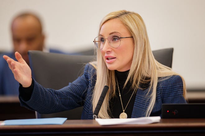 Senator Lauren Book speaks in favor of her amendment to SB146, a proposed abortion bill in the Florida Senate, Wednesday Feb. 2, 2022.