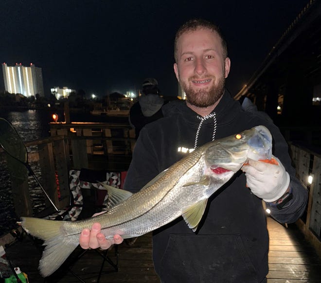 Elimaniel Berrios Rivera brought up this nice snook under the Port Orange bridge on a recent night.