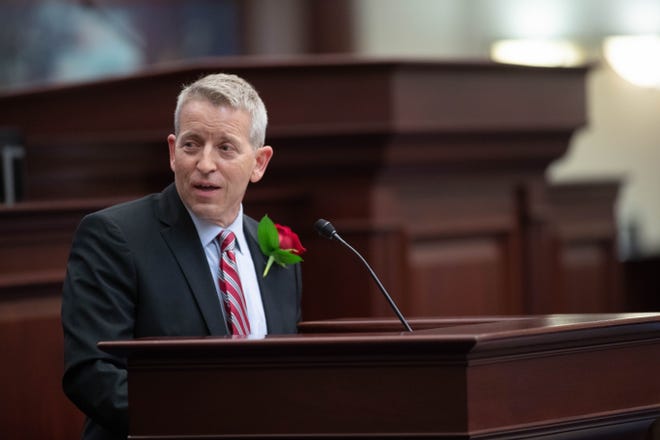 Rep. Paul Renner speaks during the Florida Legislature's Organization Session at the Florida Capitol Tuesday, Nov. 17, 2020.