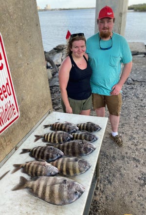 A nice platter of sheepshead for the Lomans after a charter trip aboard Capt. Jeff Patterson's Pole Dancer.