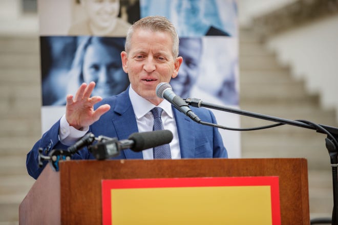 Speaker Paul Renner at a 2022 school choice rally in Tallahassee. Renner has made expansion of the state's school voucher program the 2023 session's top priority.