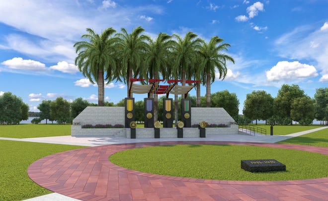 Digital rendering of the Vero Beach WWII tribute, which is slated for construction on Veterans Memorial Island Sanctuary in November 2023.