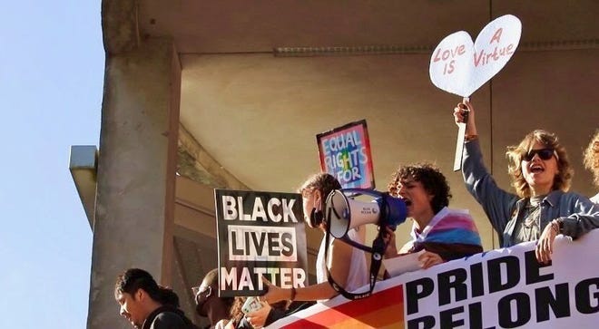 Will Larkins speaks during a student-led walkout last year at Winter Park High protesting the so-called "Don't Say Gay" law.