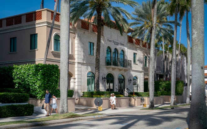 The First Republic Bank building in Palm Beach, Florida on April 5, 2023.