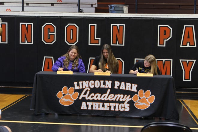 Lincoln Park Academy celebrated the signings of seniors Madison Davis (Converse University, softball), Jaclyn Dyer (Keiser University, tennis) and Callan Kloeckner (Indian River State College, softball) at a ceremony in the school's gymnasium on March 24, 2023 in Fort Pierce.