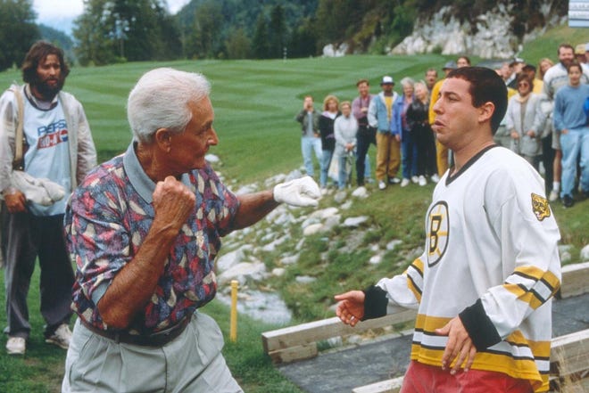 In the 1996 film "Happy Gilmore," Barker is partnered in a celebrity pro-am tournament with Adam Sandler's hockey playing golfer. After a heckler throws off Gilmore's game, he and Barker get into a fistfight that won an MTV Movie Award for best fight sequence.
