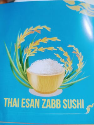 Thai Esan Zabb Sushi signage.
