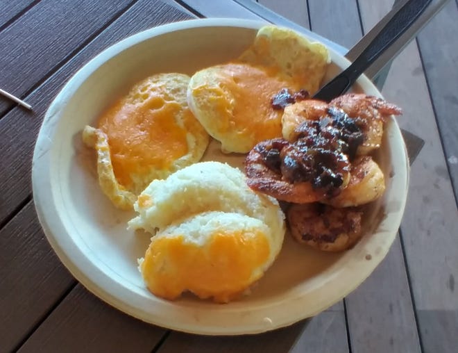 An order of Shrimp & Grits was complimented with a delicious bacon onion jam.