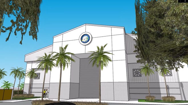 The city of Vero Beach on April 20, 2022, released architect's renditions/screenshots of a proposed replacement for its dry storage shed at the city marina.