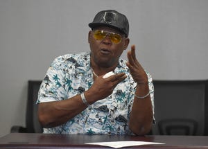 Andrew "Peewee" Brown recalls a memory of his brother Pondextuer Williams, during a family interview at the Lincoln Park Main Street office on Friday, Sept. 30, 2022, in Fort Pierce. "He was missing home so much," Brown said.
