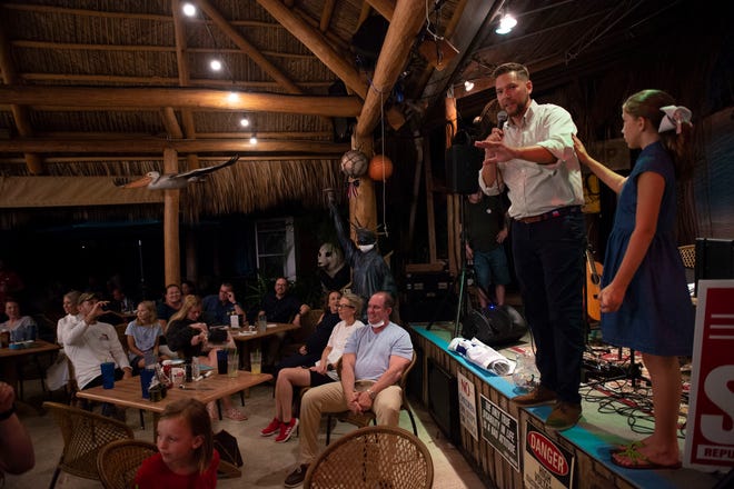 John Snyder celebrates his victory in the Florida House District 82 GOP race Tuesday, Aug. 18, 2020, at Harry and the Natives in Hobe Sound. Snyder, the son of Martin County Sheriff William Snyder who previously held the house seat from 2004-12, is a former Marine and current vice chairman of the Martin County Republican Party. He will face Democrat Elisa Edwards Ackerly in the general election Nov. 3. “It’s humbling. I’m totally humbled that the community would show this kind of support,” Snyder said. “This has been a teamwork, grassroots campaign.”