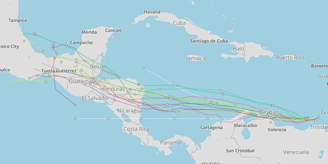 Forecast models for Invest 91L 5 a.m. Oct. 6, 2022.