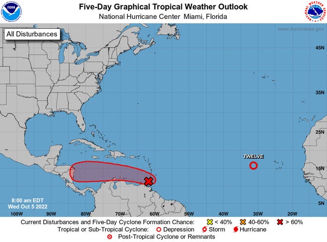 Tropical conditions 8 a.m. Oct. 5, 2022.