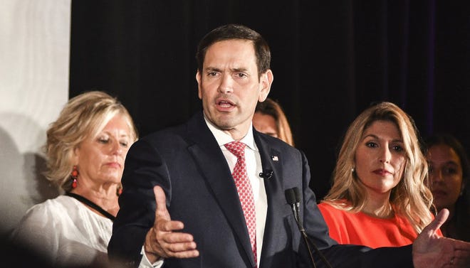 Sen. Marco Rubio, R-Fla., speaks during a rally in support of Gov. Ron DeSantis, Aug. 23, 2022, in Hialeah.