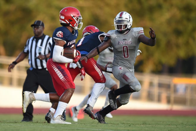 Bryce Haynes (0) of Fort Pierce Westwood Academy at Lawnwood Stadium during a preseason opener in Fort Pierce on Friday, August 19, 2022 against Forest Hill High School.