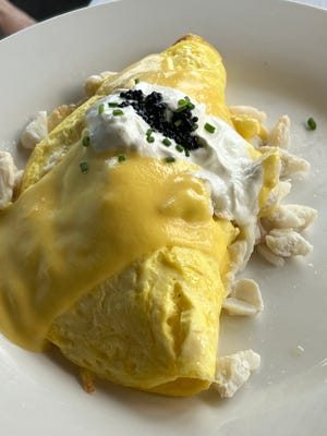 The fluffy Blue Crab Omelet was a decadent brunch dish chock full of chunks of crab.