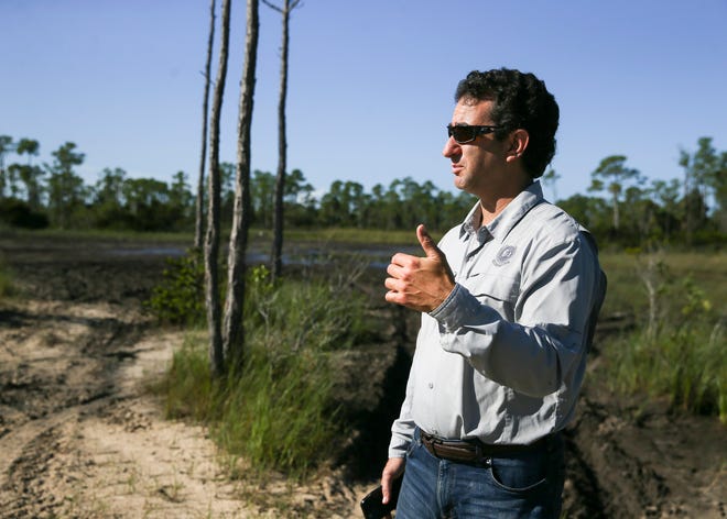 "This was all marsh wetland plants, the whole area right here has been torn up completely," said Michael Yustin, the senior project manager for the county's ecosystem division, who gives a tour of Pal-Mar and the Hungryland Wildlife and Environmental Area on Wednesday, Aug. 31, 2022, in Martin County. Concerns have been raised about recreational activities and wetland degradation on both private and publicly-owned lands in Pal-Mar and Hungryland natural areas. The area sits adjacent to the gated Trailside community. The residents have become concerned for their and their livestock's safety because of the frequent gunfire and off-road vehicles.